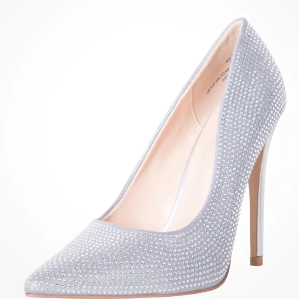 Lauren Lorraine Sparkling Silver Heels NEW IN BOX SZ 8.5